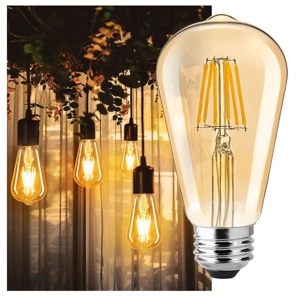 ST64 e27 4W Amber Glass LED Filament Bulb